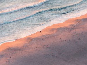 Preview wallpaper beach, silhouette, aerial view, sea, coast