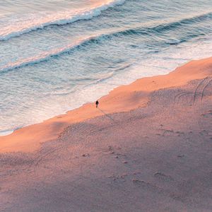 Preview wallpaper beach, silhouette, aerial view, sea, coast