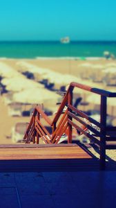 Preview wallpaper beach, stairs, chairs, sand, sun