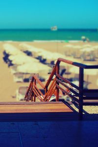 Preview wallpaper beach, stairs, chairs, sand, sun