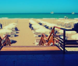 Preview wallpaper beach, stairs, chairs, sand, sun