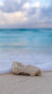 Preview wallpaper beach, stone, foam, coast