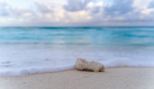 Preview wallpaper beach, stone, foam, coast