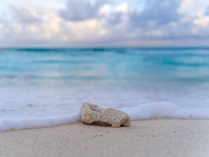 Preview wallpaper beach, stone, foam, coast