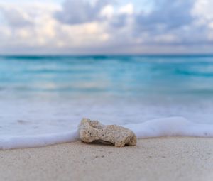 Preview wallpaper beach, stone, foam, coast