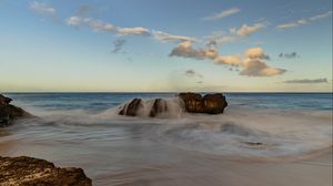 Preview wallpaper beach, stones, water, sea, coast