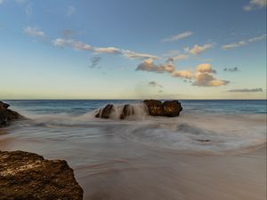 Preview wallpaper beach, stones, water, sea, coast