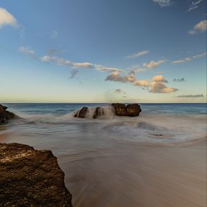 Preview wallpaper beach, stones, water, sea, coast