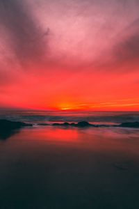 Preview wallpaper beach, sunset, sea, horizon, sky, coast