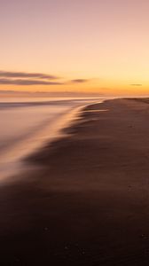 Preview wallpaper beach, sunset, sea, dusk, long exposure