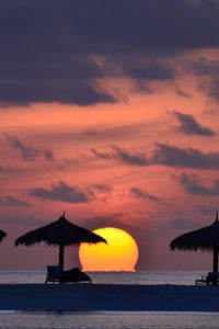 Preview wallpaper beach, sunset, sea, sun, dark