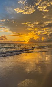 Preview wallpaper beach, sunset, waves, sea