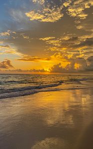 Preview wallpaper beach, sunset, waves, sea