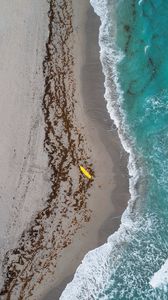 Preview wallpaper beach, surfer, aerial view, waves, sea