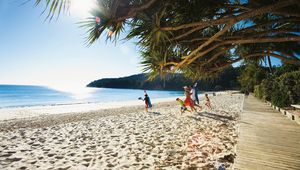 Preview wallpaper beach, tropics, sea, sand, people