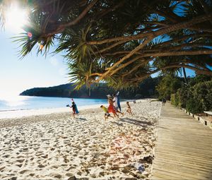 Preview wallpaper beach, tropics, sea, sand, people