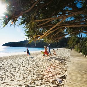 Preview wallpaper beach, tropics, sea, sand, people