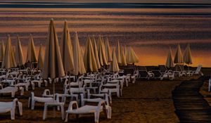 Preview wallpaper beach, umbrellas, coast, sand, sea