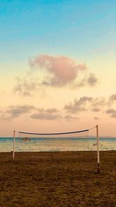 Preview wallpaper beach, volleyball, volleyball net, sea, horizon
