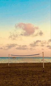 Preview wallpaper beach, volleyball, volleyball net, sea, horizon