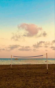 Preview wallpaper beach, volleyball, volleyball net, sea, horizon