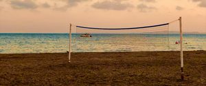 Preview wallpaper beach, volleyball, volleyball net, sea, horizon