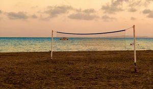 Preview wallpaper beach, volleyball, volleyball net, sea, horizon