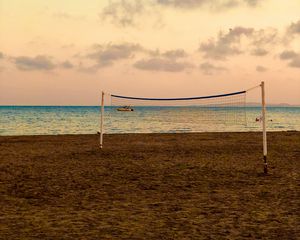 Preview wallpaper beach, volleyball, volleyball net, sea, horizon