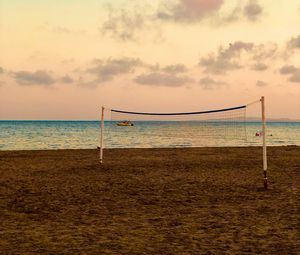 Preview wallpaper beach, volleyball, volleyball net, sea, horizon