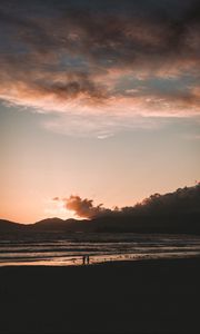 Preview wallpaper beach, walk, sunset, sky
