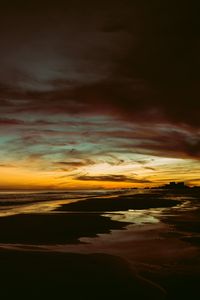 Preview wallpaper beach, water, clouds, twilight, dark