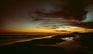 Preview wallpaper beach, water, clouds, twilight, dark