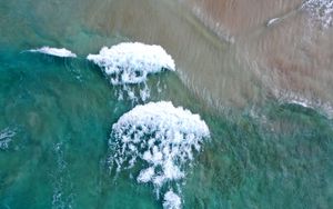 Preview wallpaper beach, water, sea, waves, aerial view