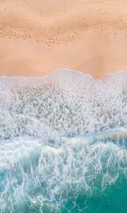 Preview wallpaper beach, wave, aerial view, sea, sand, surf