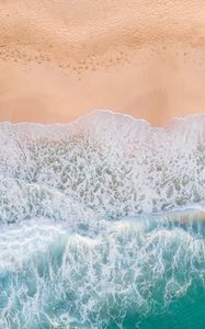 Preview wallpaper beach, wave, aerial view, sea, sand, surf