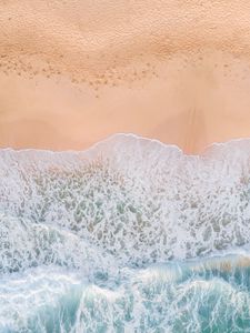 Preview wallpaper beach, wave, aerial view, sea, sand, surf