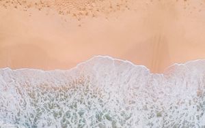 Preview wallpaper beach, wave, aerial view, sea, sand, surf