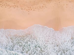 Preview wallpaper beach, wave, aerial view, sea, sand, surf