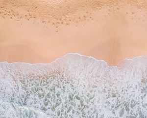 Preview wallpaper beach, wave, aerial view, sea, sand, surf