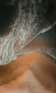 Preview wallpaper beach, wave, aerial view, sand
