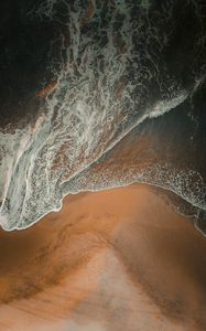 Preview wallpaper beach, wave, aerial view, sand