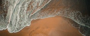 Preview wallpaper beach, wave, aerial view, sand