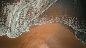 Preview wallpaper beach, wave, aerial view, sand