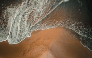 Preview wallpaper beach, wave, aerial view, sand