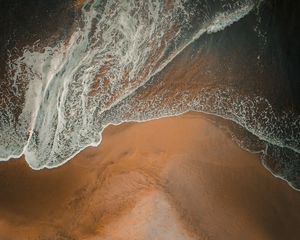 Preview wallpaper beach, wave, aerial view, sand