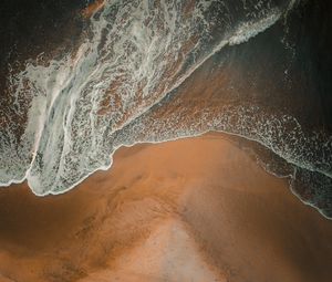 Preview wallpaper beach, wave, aerial view, sand