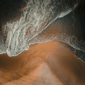 Preview wallpaper beach, wave, aerial view, sand