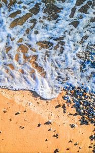 Preview wallpaper beach, wave, pebbles, sand, sea