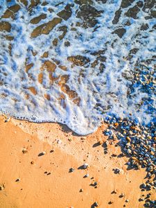 Preview wallpaper beach, wave, pebbles, sand, sea