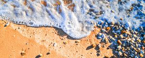 Preview wallpaper beach, wave, pebbles, sand, sea